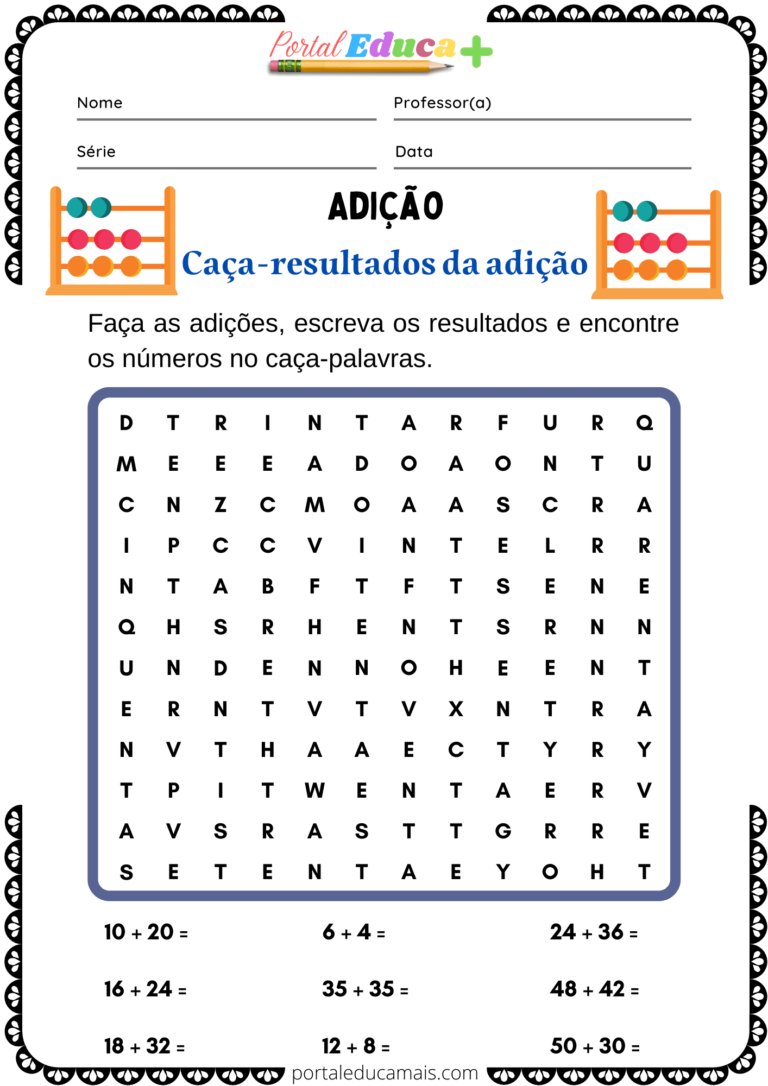 Atividade De Matem Tica Ca A Resultados Da Adi O Portal Educa Mais