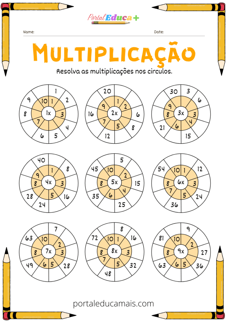 Matemática- Atividades multiplicação