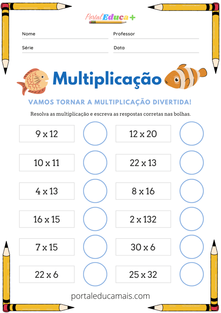 Matemática - Atividade multiplicação