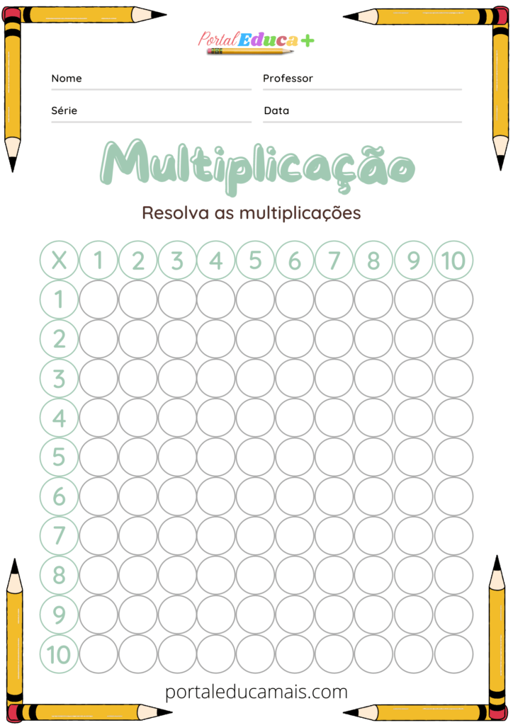 Matemática Fundamental - Atividades de Multiplicação