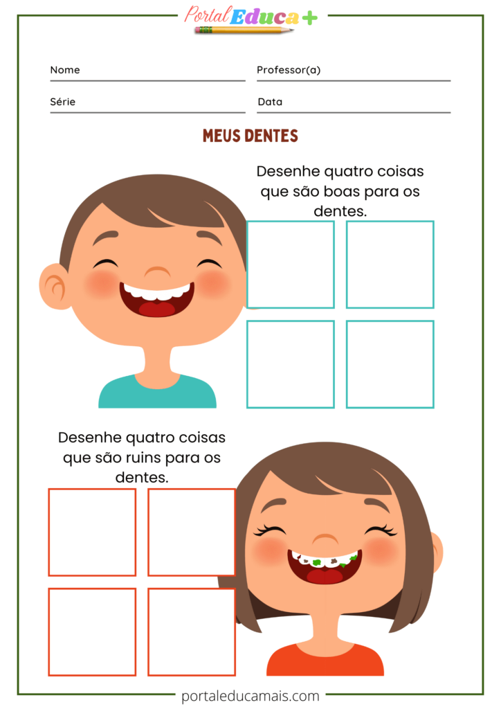 Atividade Meus dentes - Higiene e Saúde - Educação Infantil