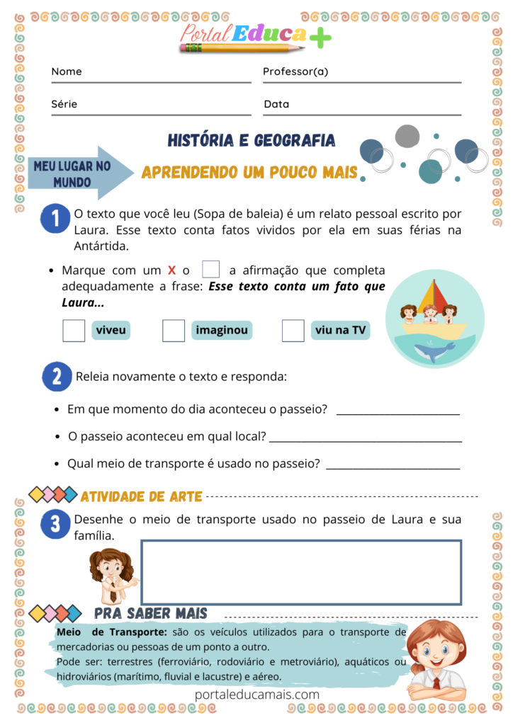 Sequência Didática As férias acabaram (volta as aulas) - Historia e Geografia