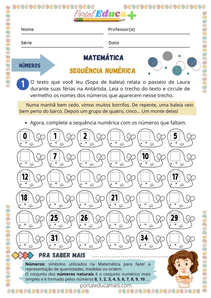 Sequência Didática As férias acabaram (volta as aulas)- Sequencia numerica