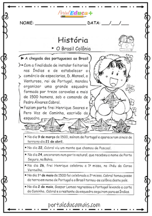 Atividade de História - O Brasil Colônia - texto