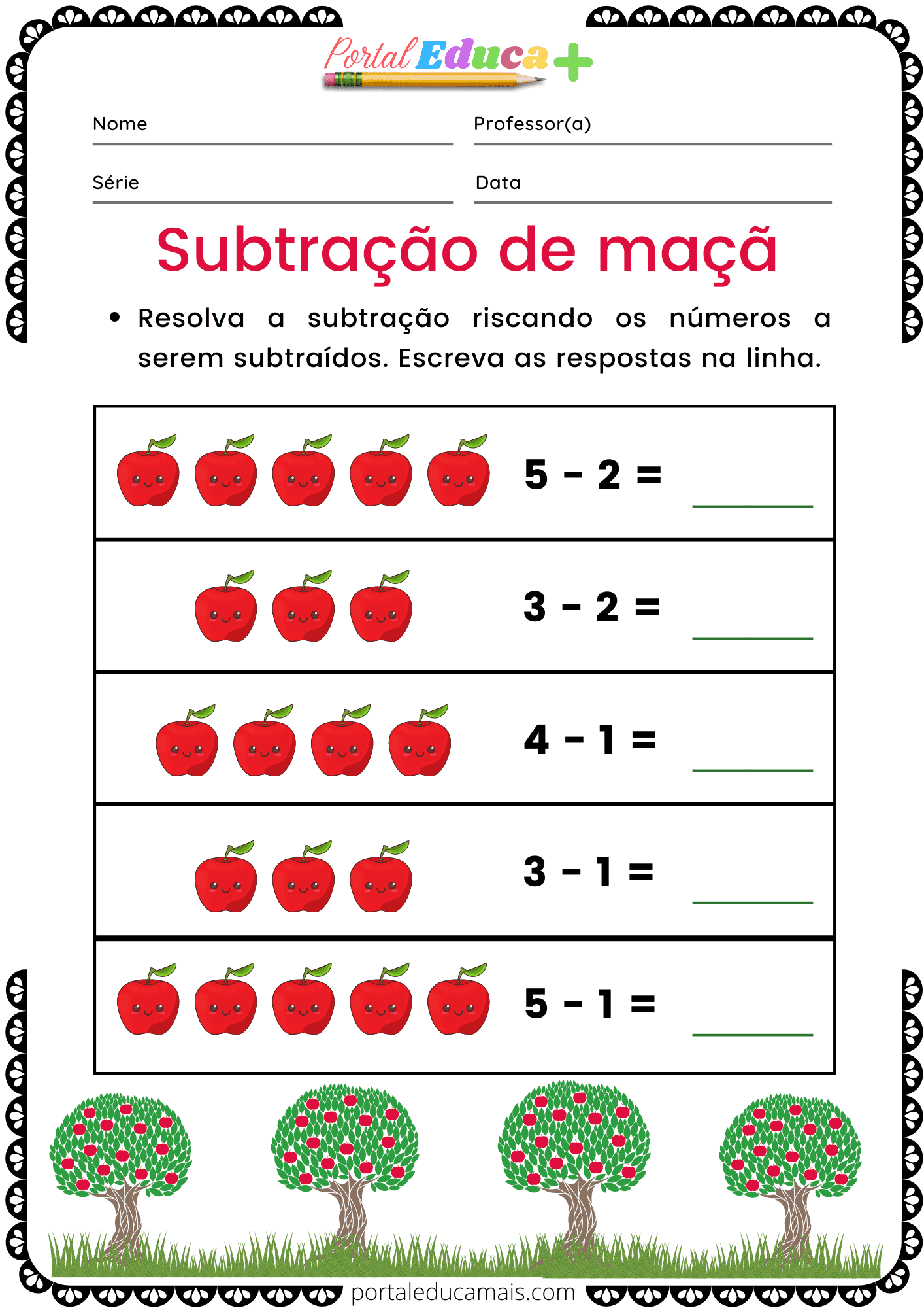 Atividades De Subtração Para 1º E 2º Ano Portal Educa Mais 