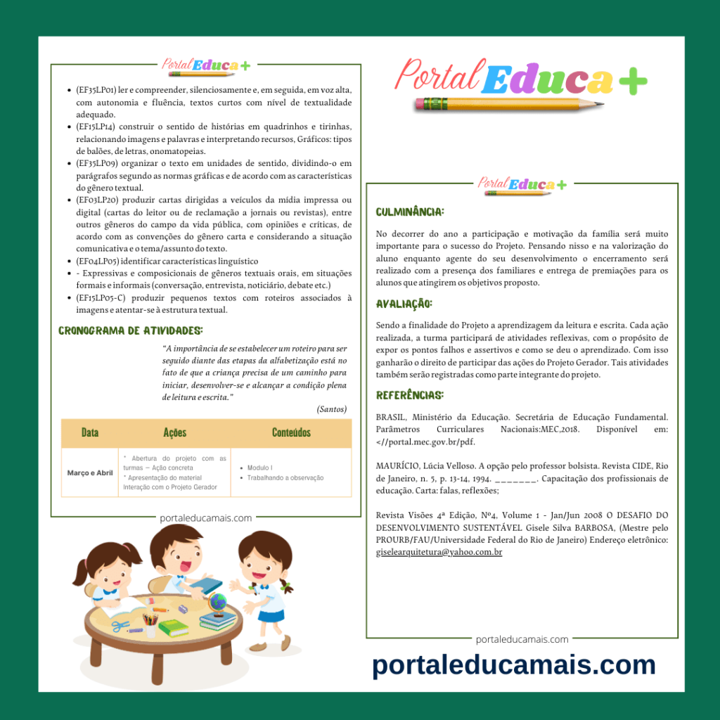 Projeto 4º ano - Reforço Escolar Leitura e Escrita - modelo2