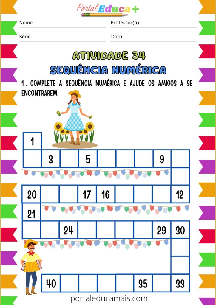 Atividade - Sequência Numérica Festa Junina