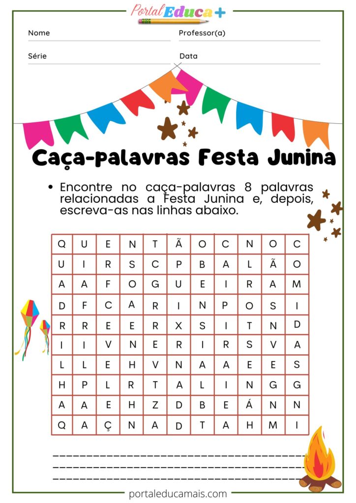 Caça-palavras Festa Junina