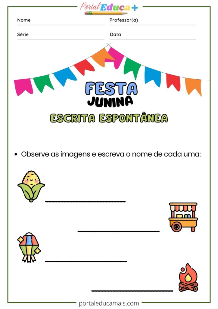 Escrita espontânea - Festa Junina