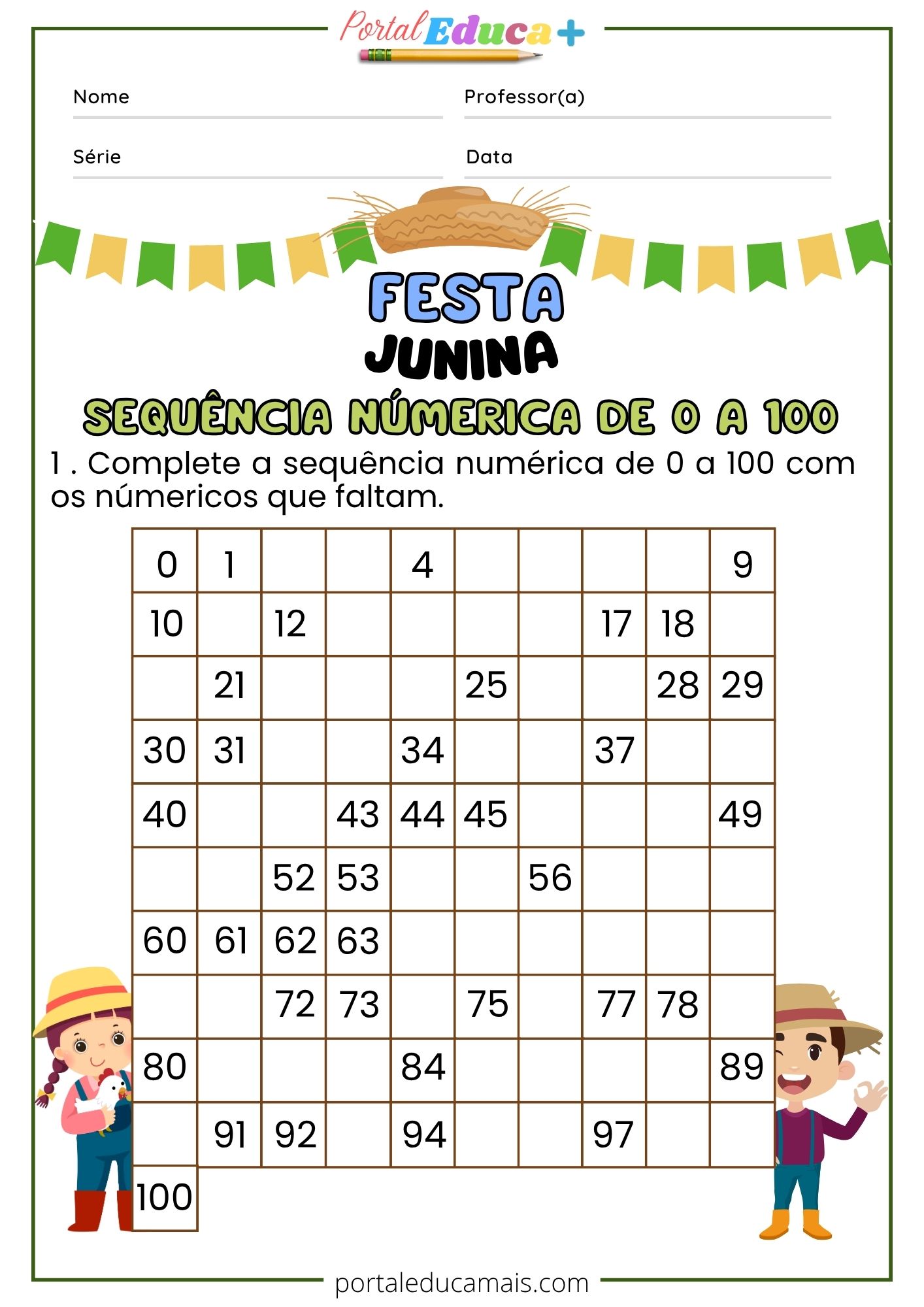 Atividade: Sequência Numérica Festa Junina — Brincar, Contar e Aprender ...