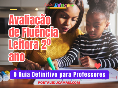 Professora aplicando avaliação de fluência leitora em aluno do 2º ano.
